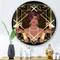 Designart - Retro Women In Golden Art Deco Geometrics I - Modern Metal Circle Wall Art